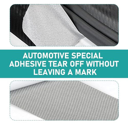 4 PCS Car Door Sill Protector, 3D Carbon Fiber Anti-Scratch Auto Threshold Cover Strips, Waterpoof Welcome Pedal Protection Sticker, Universal for Cars, Trucks, SUVs (Black)
