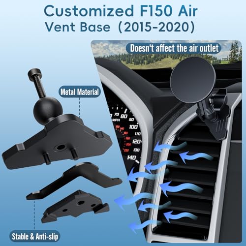 Kaishengyuan Magnetic Vent Phone Mount Compatible with 2015-2020 Ford F-150, 2017-2021 Super Duty & 2018-2021 Expedition, Car Full Metal Phone Holder Cradles Bracket Stand for All Smartphone - style: Magnetic