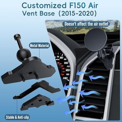 Kaishengyuan Magnetic Vent Phone Mount Compatible with 2015-2020 Ford F-150, 2017-2021 Super Duty & 2018-2021 Expedition, Car Full Metal Phone Holder Cradles Bracket Stand for All Smartphone - style: Magnetic