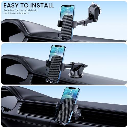 TICILFO Car Phone Holder [Military-Grade Suction] Phone Stand for Car [Super Stable] Automobile Car Mount for iPhone Universal Accessories Air Vent Dashboard Windshield Mount Fit Vehicle Accessories - style: Modle-A