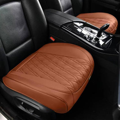 TIEHESYT Luxury Faux Leather Car Seat Cover Front Bottom Protector, Seat Cushion Without Backrest, Anti-Slip and Wrap Around The Bottom, Fit Most Cars & Vehicles, 2 Piece, Brown - color: Brown, size: 2 PCS