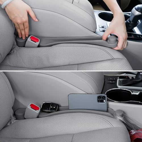 Givifive Car Seat Gap Filler Set of 2, 3IN1 Seat Side Gap Filler Plug with Storage Slot & Hook Function, Soft Foam Universal Fit Car SUV Truck Fill Gap Between Seats Console Organizer（Standard Gray） - color: Gray, size: Most Cars – Standard