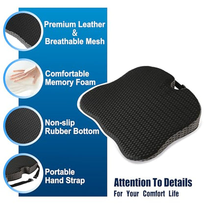 Hapiclody Car Seat Cushion for Driving,Office Chair Cushions Non-Slip Hip & Lower Back Tailbone Chair Pillow Pad,Memory Foam Seat Cushion for Car Seat Driver Truck Desk Wheelchair