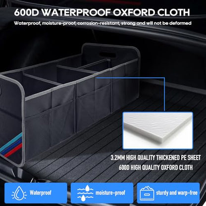 XL Car Trunk Organizer, 4 Compartments, 94L Capacity, Oxford Polyester 600D Material, Easy Fold and Store, Prevents Sliding - size: XL Storage Box -80