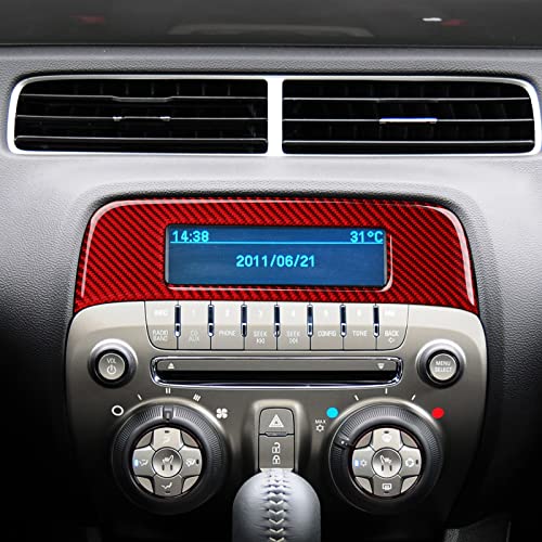 Car Central Console CD Panel Sticker Carbon Fiber Decal Interior Trim for Chevrolet Camaro 2010 2011 2012 2013 2014 2015 Accessories - color: Central Console CD Panel
