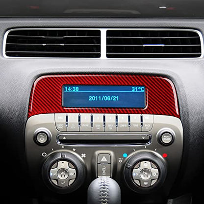 Car Central Console CD Panel Sticker Carbon Fiber Decal Interior Trim for Chevrolet Camaro 2010 2011 2012 2013 2014 2015 Accessories - color: Central Console CD Panel