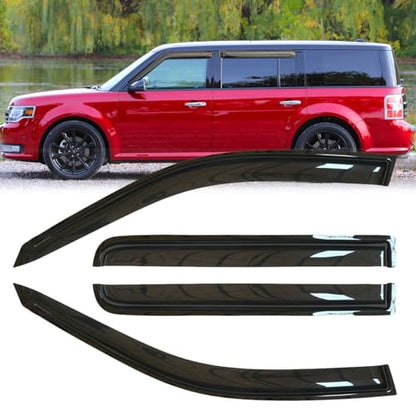 4pcs Original Shatterproof Rainproof Side Window Wind Deflectors Tape on Sun Rain Guards Durable Vent Window Visors Compatible with 2009-2019 Ford Flex 94079 - size: for 2009-2019 Flex