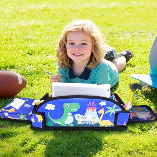 Kids Travel Tray for Airplane - Toddler Car Seat Table Tray, Road Trip Essentials for Boys & Girls, Carseat Lap Desk for Kids Road Trip Activities,Blue Dinosaur - color: Blue Dinosaur