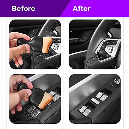 AOCISKA Car Interior Detailing Brush,Soft Bristle Cleaning Brush Car Detailing Brush Dusting Brush,Car Interior Cleaning Tool,Auto Detail Brush Car Dash Duster Brush (Brown with Cap) - color: Brown With Cap