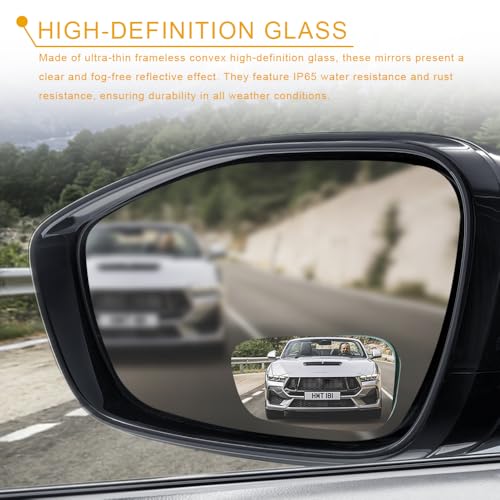2PCS Blind Spot Mirror, Side Mirror Blindspot, Adjustable Wide Angle Convex Side Rearview Mirrors, Car Exterior Accessories HD Glass Frameless Convex Rearview Universal for Sedan SUV Truck