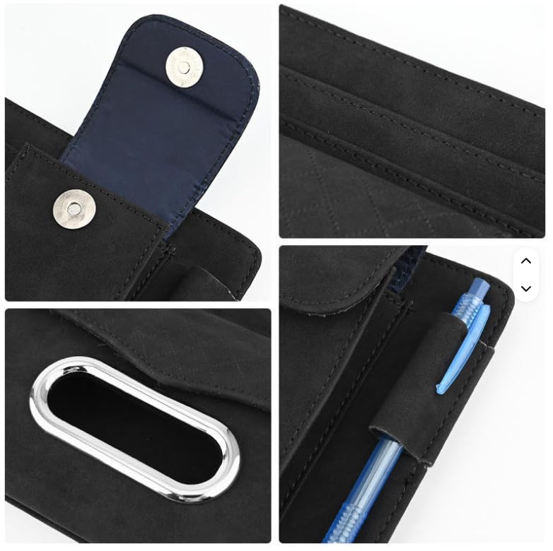 Multifunctional Car Visor Organizer (Suede leather - Black) - color: Suede leather - Black