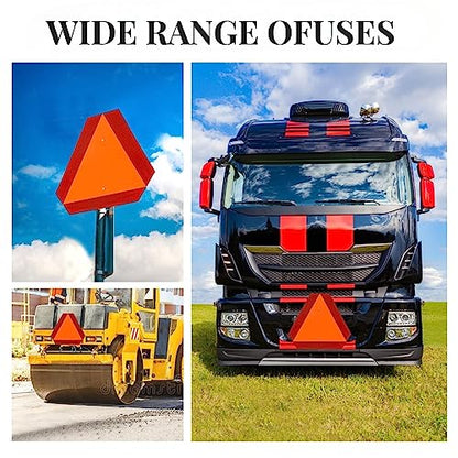 Slow Moving Vehicle Sign,Slow Moving Vehicle Triangle Golf Cart Accessories，14"X16", Safety Triangle Road Sign，for Farm Vehicles ，Golf Carts ，Tractor and Maintenance Vehicles