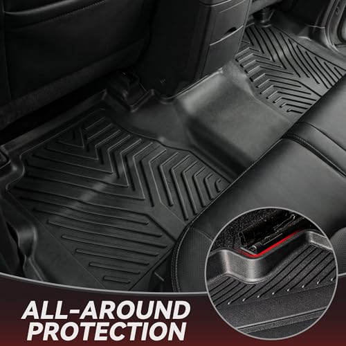 YITAMOTOR Floor Mats Compatible with 2008-2021 Nissan Frontier Crew Cab, Custom Compatible with Truck Floor Liners, All-Weather Protection for Frontier Accessories, 1st & 2nd Row, Black - style: 08-21 Frontier Crew Cab