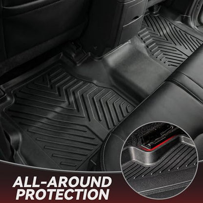 YITAMOTOR Floor Mats Compatible with 2008-2021 Nissan Frontier Crew Cab, Custom Compatible with Truck Floor Liners, All-Weather Protection for Frontier Accessories, 1st & 2nd Row, Black - style: 08-21 Frontier Crew Cab