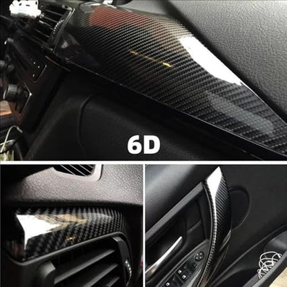 MOTONG 6D Black Carbon Fiber Vinyl Wrap for Cars - High Gloss Self-Healing Automotive DIY Film - Removable, Waterproof Vehicle Wrap for Doors, Bumper, Interior Trim (11.81 * 118.11 inch)