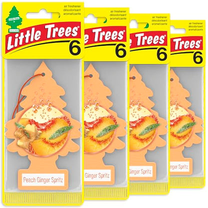 LITTLE TREES Car Air Freshener | Hanging Tree Provides Long Lasting Scent for Auto and Home | 24 Air Fresheners |Peach Ginger Spritz - color: Peach Ginger Spritz