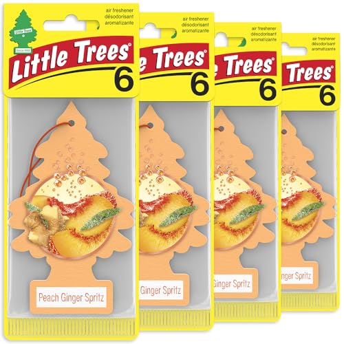 LITTLE TREES Car Air Freshener | Hanging Tree Provides Long Lasting Scent for Auto and Home | 24 Air Fresheners |Peach Ginger Spritz - color: Peach Ginger Spritz