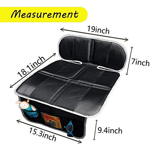 Big Ant Car Seat Protector, Thick Padding Protection for Child & Baby Cars Seats, Dog Mat, Non Slip and Waterproof Protects Automotive Vehicle Upholstery with Extra Storage Pocket (Black)