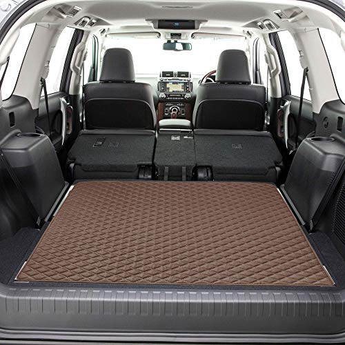FH Group F16501 Deluxe Heavy-Duty Faux Leather Diamond Pattern Multi-Purpose Cargo Liner Size: 46”, Brown Color w. Gift- Universal Fit for Trucks, SUVs, and Vans