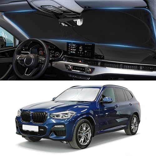 Sunshade for X3 Windshield Sun Shade Custom Fit for 2011-2015 2016 2017 BMW X3 Accessories Foldable Front Window Shield Cover Sun Visor Protector Automotive Interior Protector Block UV Rays - size: Fit BMW X3 2011-2017