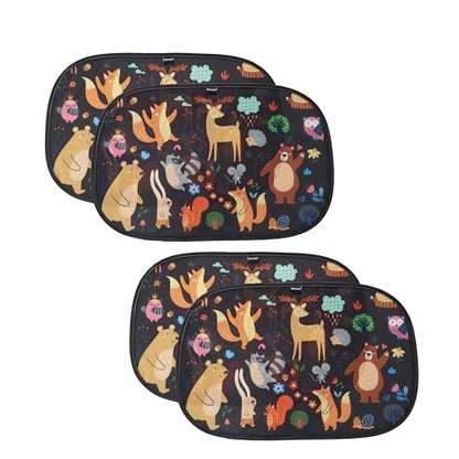 Window Sun Shade for Baby - Sun Blocker Cover and Visor for Car Side Windows - Shield Protector - Sunshades for Rear Windows - Cartoon Animal Design (2 Pack) 19"x12" - size: 19x12"