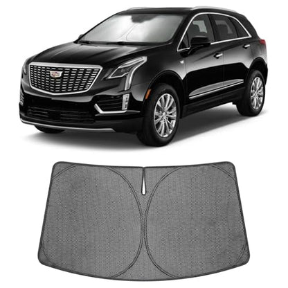 Proadsy Windshield Sun Shade Custom Fit Cadillac XT5 2017-2023 Ice Crystal Black Front Window Sunshade UV and Heat Blocker Foldable Visor Keeps Car Cooler for Summer Parking and Daily Use - size: 2017-2023 Cadillac XT5