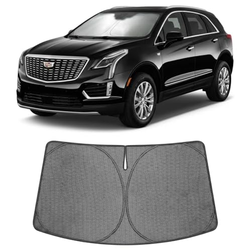 Proadsy Windshield Sun Shade Custom Fit Cadillac XT5 2017-2023 Ice Crystal Black Front Window Sunshade UV and Heat Blocker Foldable Visor Keeps Car Cooler for Summer Parking and Daily Use - size: 2017-2023 Cadillac XT5