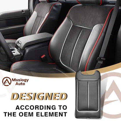 Muslogy Center Console Armrest Cover Fit for Ford F-150 F150 2009-2014 Accessories, Comfort Armrest Pad Console Lid Cushion Vegan Leather Regular Thick(Bucket Seat ONLY) - size: 2) 09-14 |F150| Bucket Seat, Regular