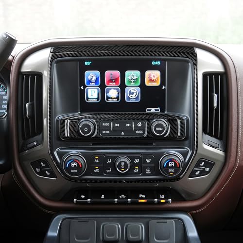 Car Carbon Fiber Decal Cover Interior Trim Central Control Panel B Sticker for Chevrolet Silverado/GMC Sierra 1500 2500HD 3500HD 2014-2018 Accessories - color: Central Control Panel B
