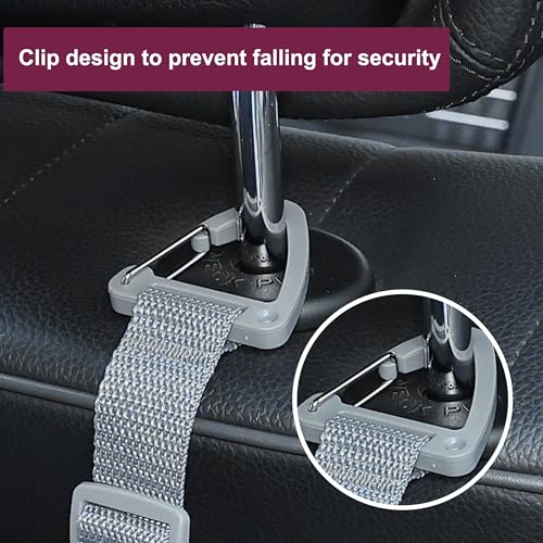 Adjustable 4-Pack Car Headrest Hooks - Universal Seat Back Organizer with Heavy-Duty Clip for Purses, Bags & Groceries Gray - color: Gray