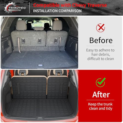 Cargo Mat Compatible with 2024 2025 2026 Chevrolet Traverse (NOT Limited) GMC Acadia 2025 2026 Buick Enclave Cargo Liner Back Seat Cover Chevy Traverse Accessories (Trunk Mat+Backrest Mats) - style: For Chevrolet Traverse NOT Limited | 2024-2026