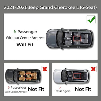 KARPAL Floor Mats & Cargo Liner for 2021-2025 2026 Jeep Grand Cherokee L (6-Seater w/o 2nd Row Center Armrest Only), All Weather TPE Custom Fit Floor Liners Car Mats Accessories - style: 2021-2026 | For Jeep Grand Cherokee L (6-Seat) | Combo Set