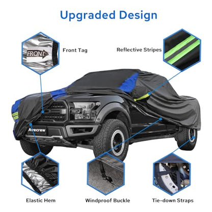 Avecrew All Weather Truck Cover - Waterproof, Rain, Snow, UV & Dust Protection (210"-230") - size: Fit Truck Length 210-230 inch
