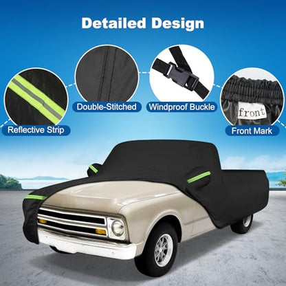 QUNSUNUS Car Cover for Chevrolet C10 C20 K10 K20 1960-1991 Standard Cab 6.5Ft Short Bed, Waterproof C10 Truck Cover with Zipper, Car Covers All Weather with Wind, Sun, UV and Dust Protection - size: for Chevrolet C/K Standard Cab 6.5ft Short Bed