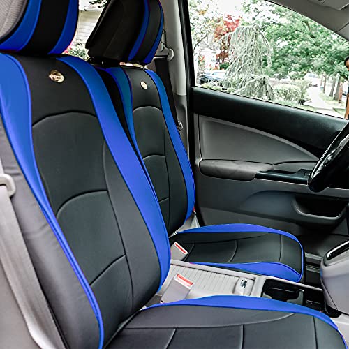FH Group Front Set Faux Leather Car Seat Cushions, - 2 Pack Seat Covers for Cars Trucks SUV, Waterproof, Universal Fit Seat protector, Blue - color: Blue, style: Front Set