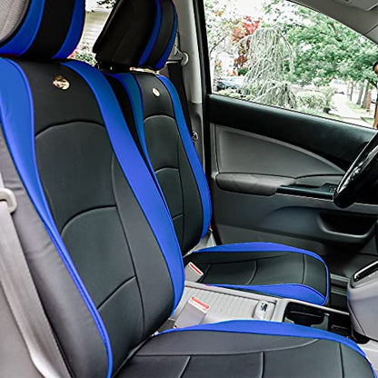 FH Group Front Set Faux Leather Car Seat Cushions, - 2 Pack Seat Covers for Cars Trucks SUV, Waterproof, Universal Fit Seat protector, Blue - color: Blue, style: Front Set