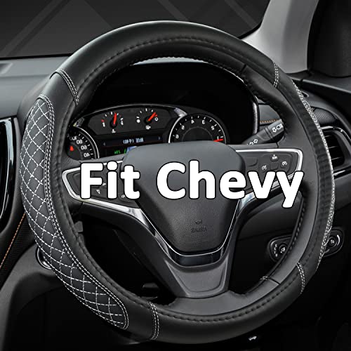 West Llama Customized Auto Car Steering Wheel Cover for Chevy Silverado,Tahoe,Equinox,Traverse,Trailblazer,Colorado(Diamond Quilted-Black+Gray-Standard Size) - color: ['B-Black+Gray']