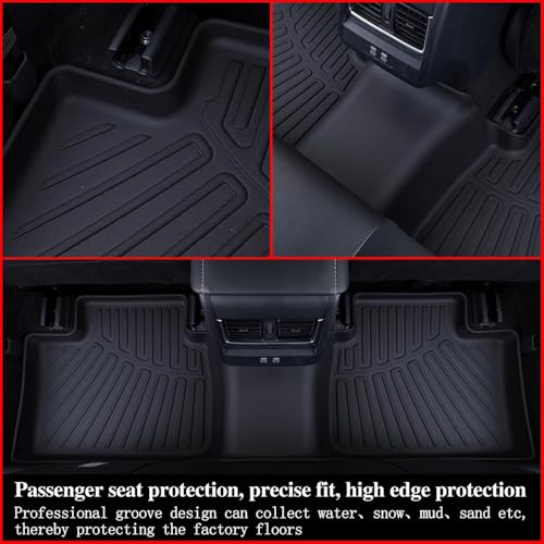 2 Rows Floor Mats for 2025 Nissan Armada 7 and 8 Passenger Models,TPE All Weather Protection Car Floor Liners Accessories | Front & Second Rows, 3-Pc - size: 2025 Armada Floor Mats