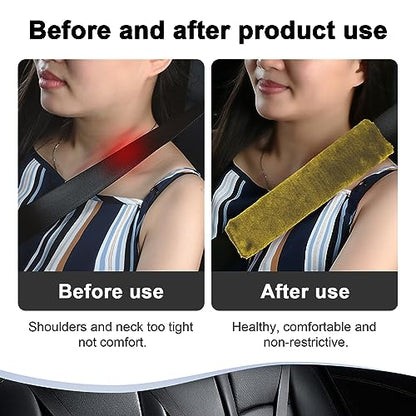 Ziciner 2 Packs Car Seatbelt Covers Shoulder Pad, Universal Soft Faux Sheepskin Shoulder Cover for Comfortable Driving, Fluffy Seat Belt Protector Help to Protect Your Neck and Shoulder (Light Green) - color: Light Green