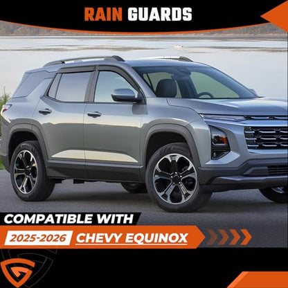 Tape-On Rain Guards Compatible with Chevy Equinox 2025 2026 Window Deflector Out Channel Extra Durable Side Sun Guard 2025 Equinox Visor Deflectors Black 4 PCS - size: Fit for Chevy Equinox 2025-2026