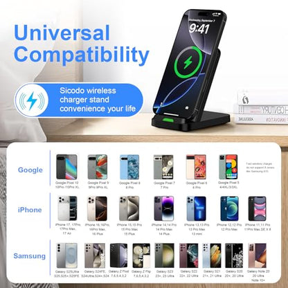 for Google Pixel Wireless Charging Stand for Pixel 10/10 Pro/10 Pro XL/9a/9 Pro/9 Pro XL/8/8 Pro/7/7 Pro/6/6 Pro/5, Android Wireless Phone Charger Fast Charging Station for Samsung S25 Ultra/S24 Plus - color: Black