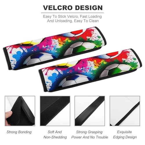 Comfortable Cushion Pad Car Shoulder Strap Harness Pad, Splash Ink Colorful Paint Football Soccer Ball 2PCS Car Belt Covers - color: Color364