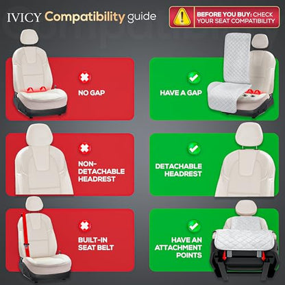 IVICY Faux Linen Front Car Seat Cover – Durable, Non-Slip Seat Protector for Cars – 1 Unit, Light Brown - color: BROWN WS LN