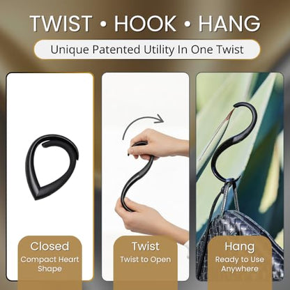 EMBRACE Dual Colour Purse Hook Hanger – Lightweight, Teardrop S Hooks | Bag Clip Holds 22 lb Bags, Backpacks, Totes | Purse Charms for Women, Men | Caviar & Onyx - color: caviar/onyx