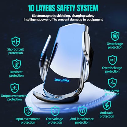 Wireless Car Charger, MAX 15W Fast Charging Auto Clamping, Sensing Phone Holder Mount, fit for iPhone 16 15 14 13 12 Pro Max Xs X, Samsung Galaxy S24 Ultra S23 S22 S21 S20 Note20 (1-Silver) - color: 1-Silver