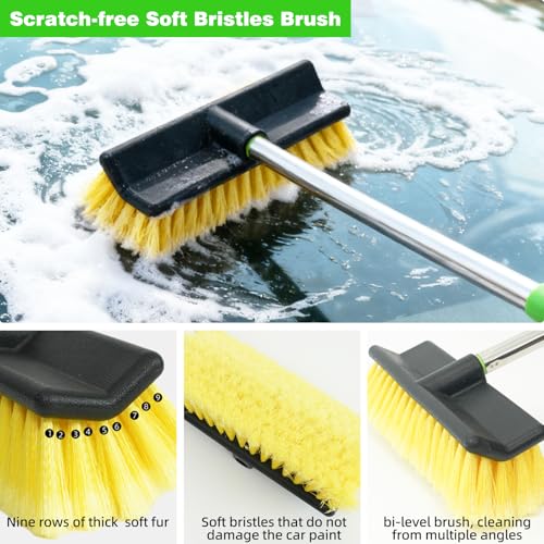 62" Car Wash Brush with Long Handle, Chenille Microfiber Car Wash Mop Mitt, Wheel Brush, Windshield Window Squeegee, Microfiber Towel, Gloves, Car Cleaning Brush Kit Supplies for Car,Truck,SUV,RV,Boat - size: 12 Pack
