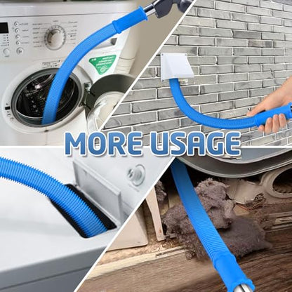 PetOde 2 Pieces Dryer Vent Cleaner Kit Compatible with Most Vacuum Cleaner, Dryer Lint Brush and Vacuum Hose Attachment with Universal Connector, Quickly Lint Remover - color: Blue