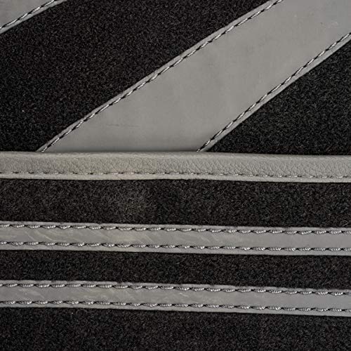 CAR PASS Carpet Car Floor Mats, Edge Leather Waterproof Car Mats with Double Stitch Line and Anti-Slip Backing Design, Fit 95% Automotive,SUVS,Sedan,Vans (Black and Gray) - color: Black and Gray