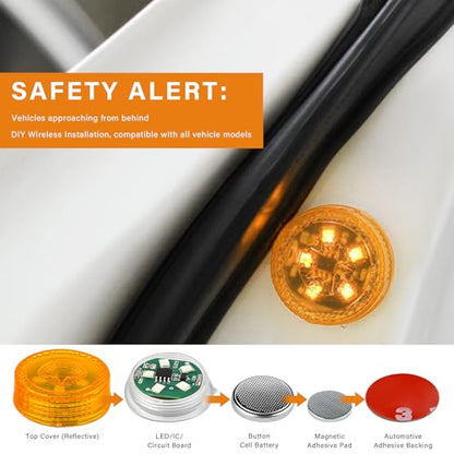 4 PCS Wireless Car Door LED Warning Lights, 5 LED Roadside Strobe Lamp for Anti Rear End Collision, Universal Flashing Safety Signal Light for Sedans SUVs Trucks Vans (Yellow) - color: Yellow