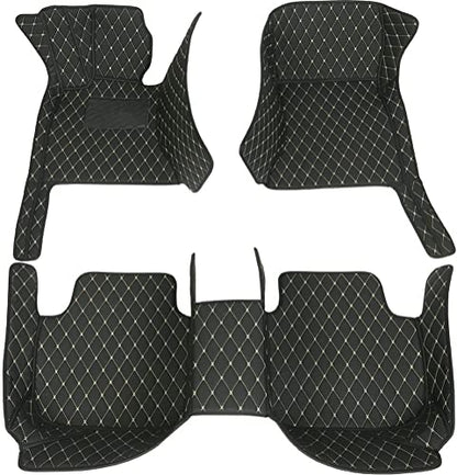 All-Weather car Floor Mats-Suitable for 98% of car Models Watherproof Leather car Floor mat (Black White) - color: Black White
